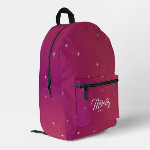 Pink Glitter Starry Night Trendy teen Girly Printed Backpack