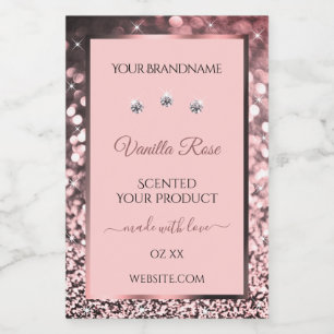 Pink Glitter Stars Product Packaging Labels Jewels