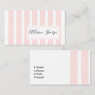 Pink Glitter Stripes Business Card