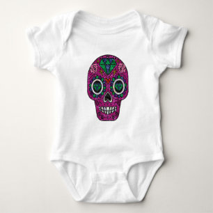pink glitter sugar skull baby bodysuit