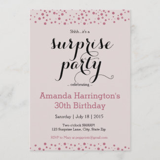 Pink Glitter Surprise Party Invitations