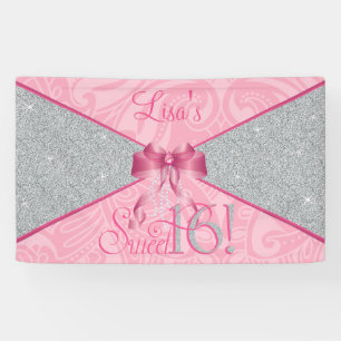 Pink Glitter, Sweet 16 Banner