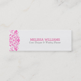 Pink Glitter Swirly Lace Plush White Background Mini Business Card