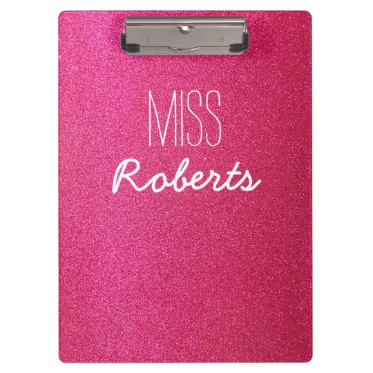 Pink Glitter Teacher (Customisable) Clipboard