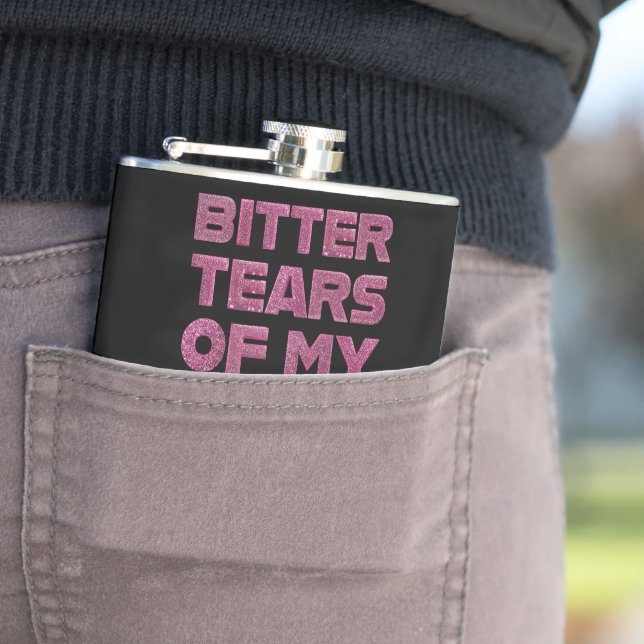 Pink Glitter Tears of My Pickleball Opponents Hip Flask (In Situ)