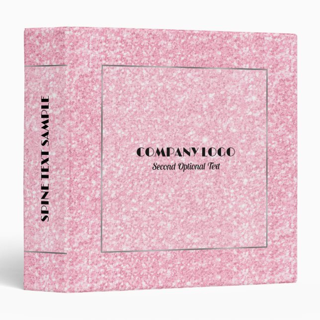 Pink Glitter Texture Print Silver Frame Binder (Front/Spine)