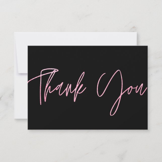 Pink Glitter Thank You Card (Front)
