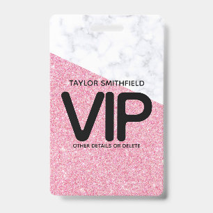 Pink Glitter trendy VIP lanyard badge custom
