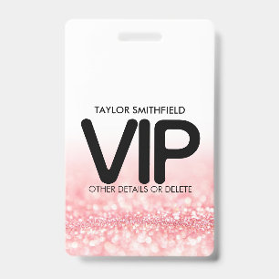 Pink Glitter trendy VIP lanyard badge custom