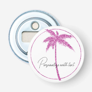 Pink Glitter Tropical Palm Tree    Bottle Opener