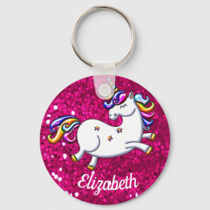 Pink Glitter Unicorn Keychain