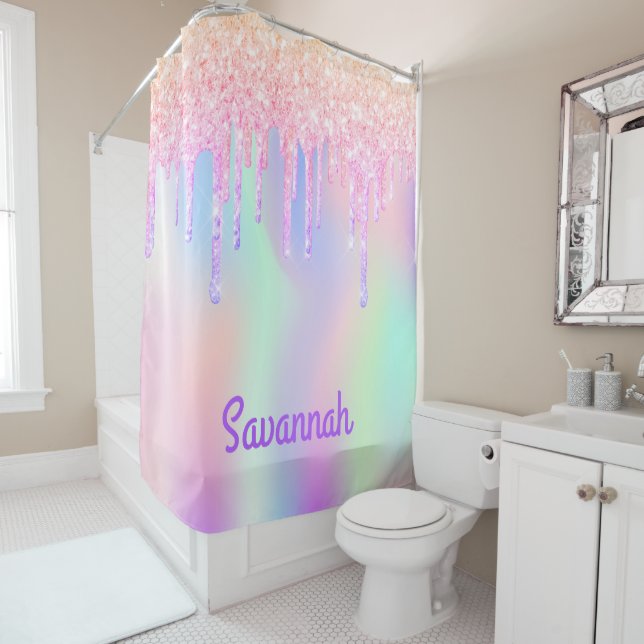 Pink glitter unicorn rainbow coloured monogram (In Situ)