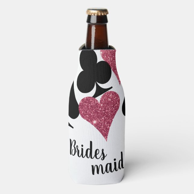 Pink Glitter Vegas Bridesmaid Bottle Cooler (Bottle Front)