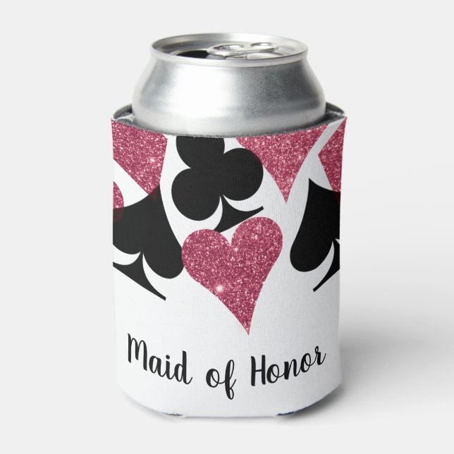 Pink Glitter Vegas Theme Maid of Honour Custom Nam Can Cooler (Can Front)