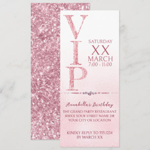 Pink Glitter VIP Ticket Invitation