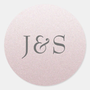 Pink glitter wedding personalized initial stickers
