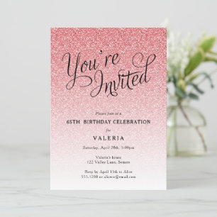 Pink Glitter You're Invited Party Invitation