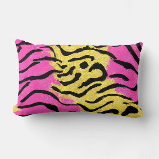 Pink Glitter Zebra Pattern Lumbar Pillow