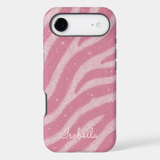 Pink Glitter Zebra Print Glam Personalized Name