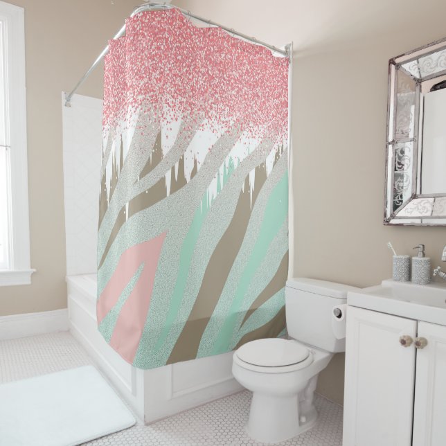 Pink Glitter Zebra Stripe Abstract Pattern (In Situ)