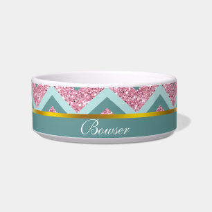 Pink Glitter ZigZag Pattern Bowl