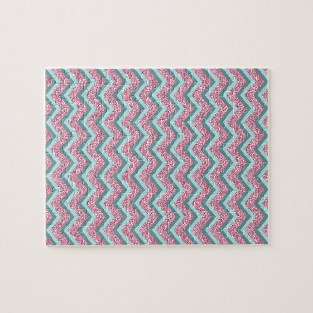 Pink Glitter ZigZag Pattern Jigsaw Puzzle (Horizontal)