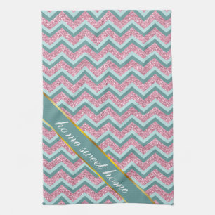 Pink Glitter ZigZag Pattern Kitchen Towel