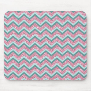 Pink Glitter ZigZag Pattern Mouse Pad