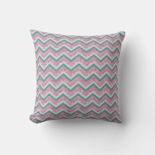 Pink Glitter ZigZag Pattern Throw Pillow