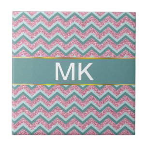 Pink Glitter ZigZag Pattern Tile