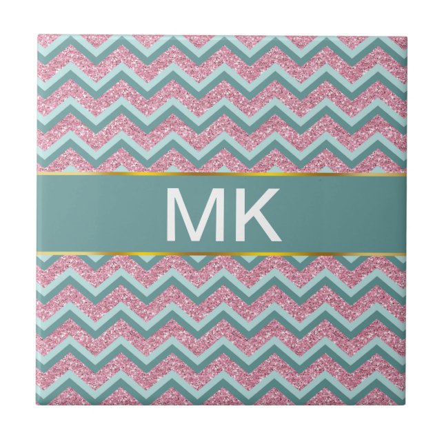 Pink Glitter ZigZag Pattern Tile (Front)