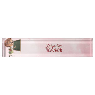 Pink Glittery Backdrop Teacher Desk Name Plate