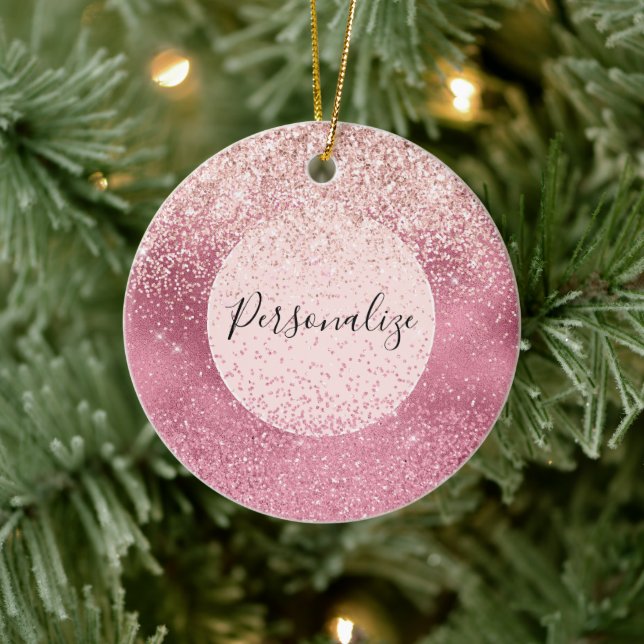 Pink Glitz Ceramic Ornament (Tree)
