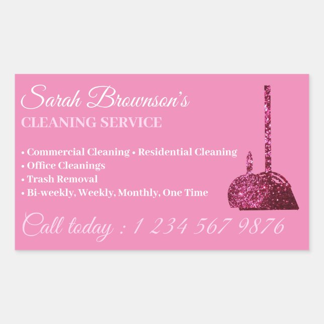 Pink Glitz Glam Cleaning Service Janitorial Sticker (Front)