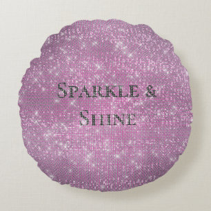 Pink Glitzy Chic Glam Sparkle Round Pillow