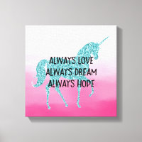 Pink Glitzy Glitter Aqua Unicorn