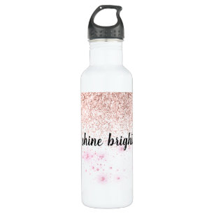 Pink Glitzy Glitter Hearts 710 Ml Water Bottle