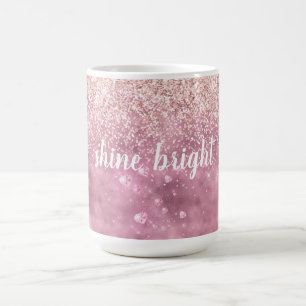 Pink Glitzy Glitter Hearts Coffee Mug
