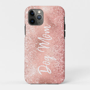 Pink Glitzy Sparkle Glitter Dog Mom iPhone 11 Pro Case