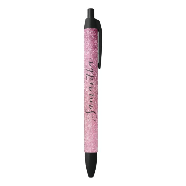 Pink Glitzy Sparkle Personalized  Black Ink Pen (Bottom (Vertical))
