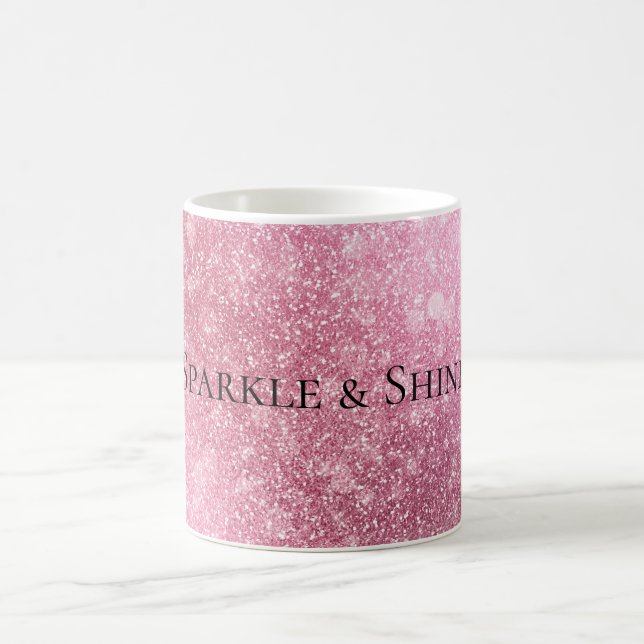 Pink Glitzy Sparkle Personalized  Coffee Mug (Center)
