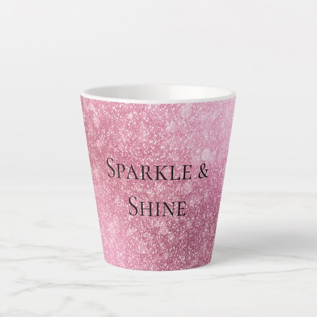 Pink Glitzy Sparkle Personalized  Latte Mug (Front)