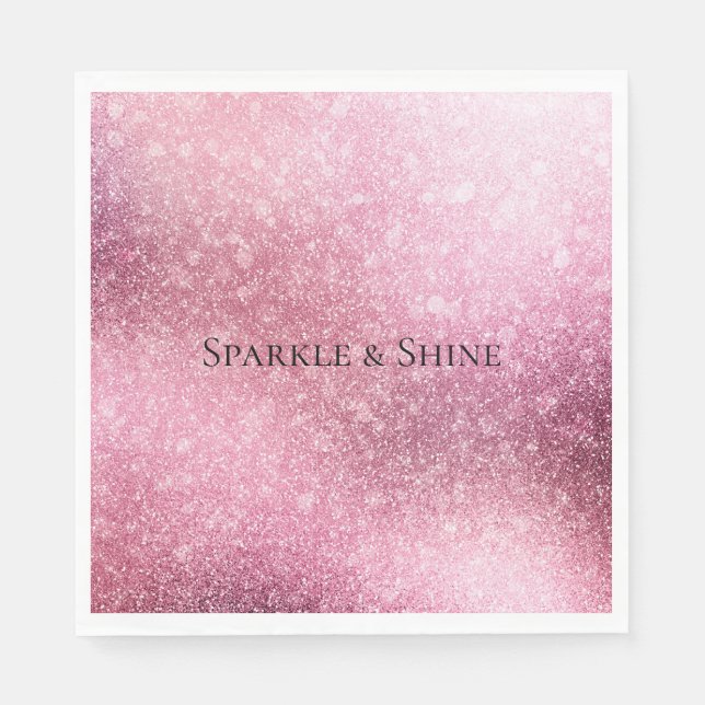 Pink Glitzy Sparkle Personalized  Napkin (Front)