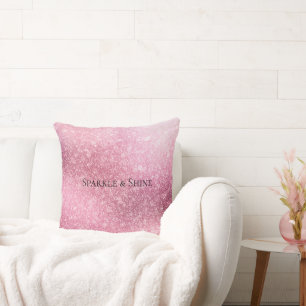 Pink Glitzy Sparkle Personalized Throw Pillow