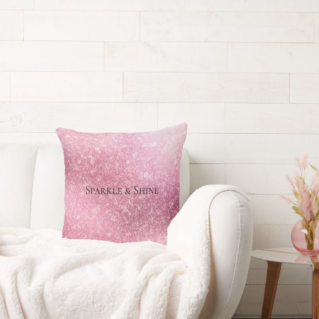 Pink Glitzy Sparkle Personalized  Throw Pillow (Couch)