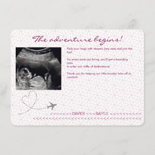 Pink Globe Passport Travel Diaper Raffle Enclosure Card