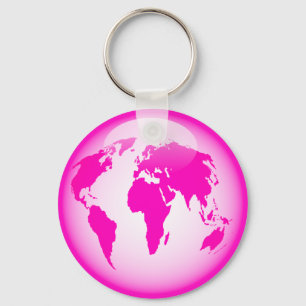 Pink Glossy Globe Keychain