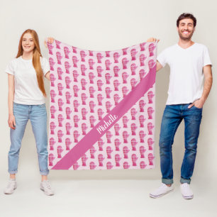 Pink Gloves Watercolor Personalized Fleece Blanket