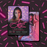 Pink Glow in the Dark Neon Party Photo Sweet 16 Invitation<br><div class="desc">This cool and fun sweet sixteen birthday party invitation is perfect for a glow-in-the-dark-themed party. It features handwritten signature script typography that looks like it's glowing. It also features two photos of the birthday girl and simple typography. The colour scheme includes black, white, and neon pink. It's modern, trendy, cute,...</div>