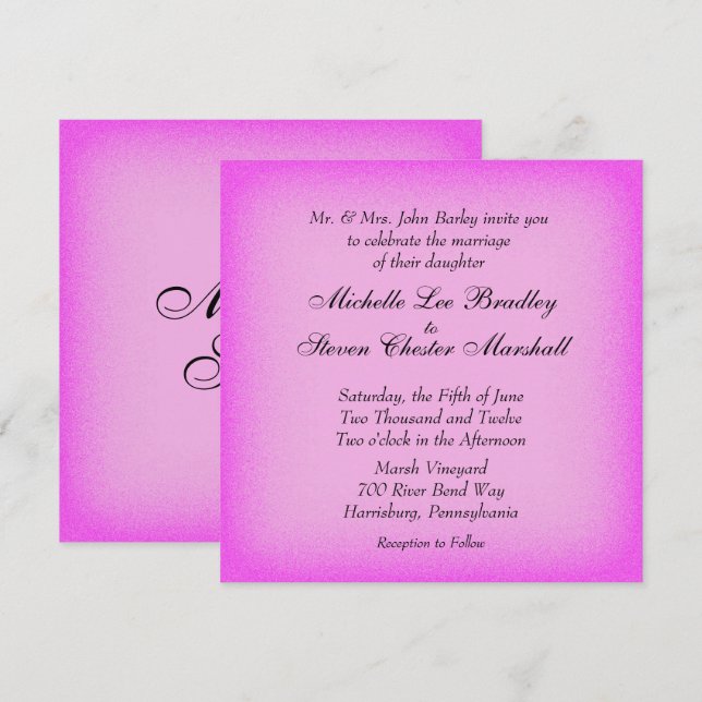 Pink Glow Wedding Invitations (Front/Back)